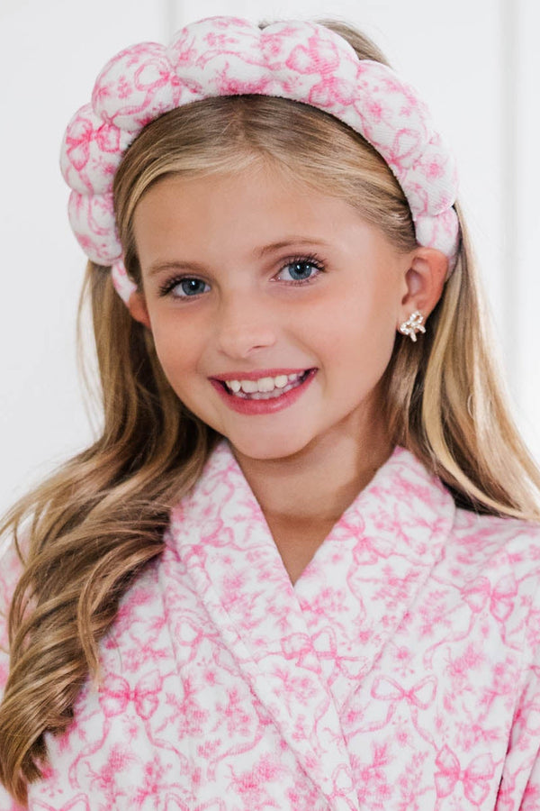 Girls: The Self Care Pink Terry Cloth Headband And Wristlet Set