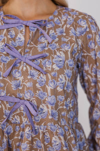 A Quiet Glow Brown Floral Blouse