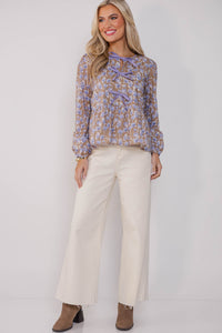 A Quiet Glow Brown Floral Blouse