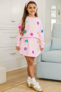 Girls: All The Smiles Blush Pink Sequin Skort