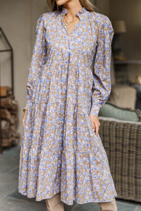 Speaking Up Brown Floral Midi Dress