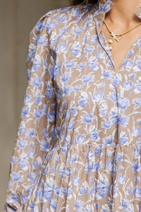 Speaking Up Brown Floral Midi Dress