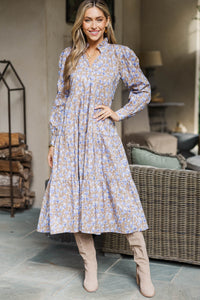 Speaking Up Brown Floral Midi Dress