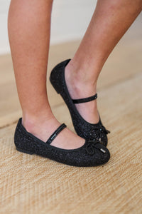 Girls: Glitz & Glam Black Glitter Flat