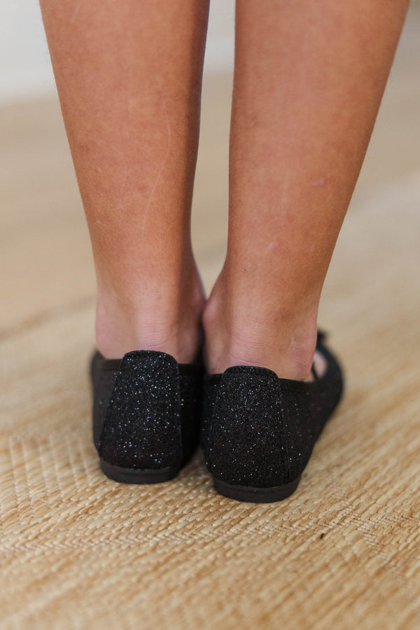 Girls: Glitz & Glam Black Glitter Flat
