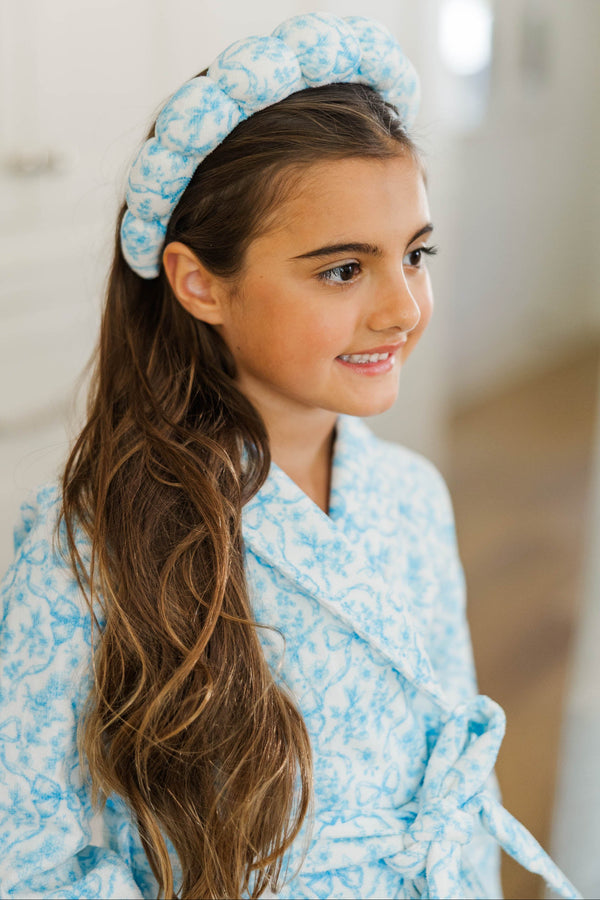Girls: The Self Care Light Blue Terry Cloth Headband And Wristlet Set