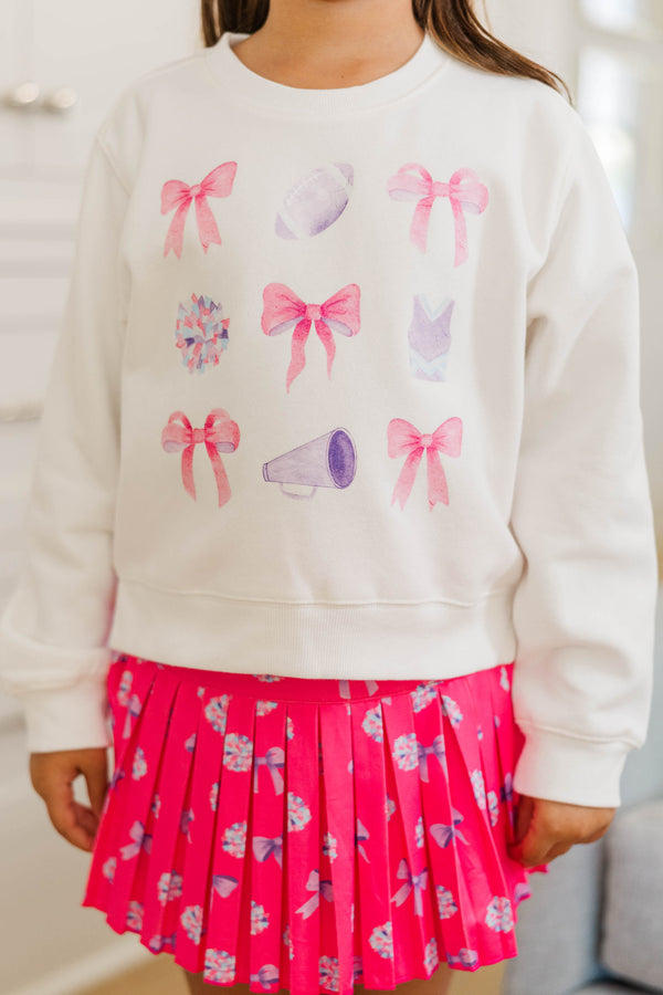 Girls: Game On White Cheerleading Graphic Sweatshirt