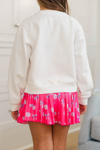 Girls: Game On White Cheerleading Graphic Sweatshirt