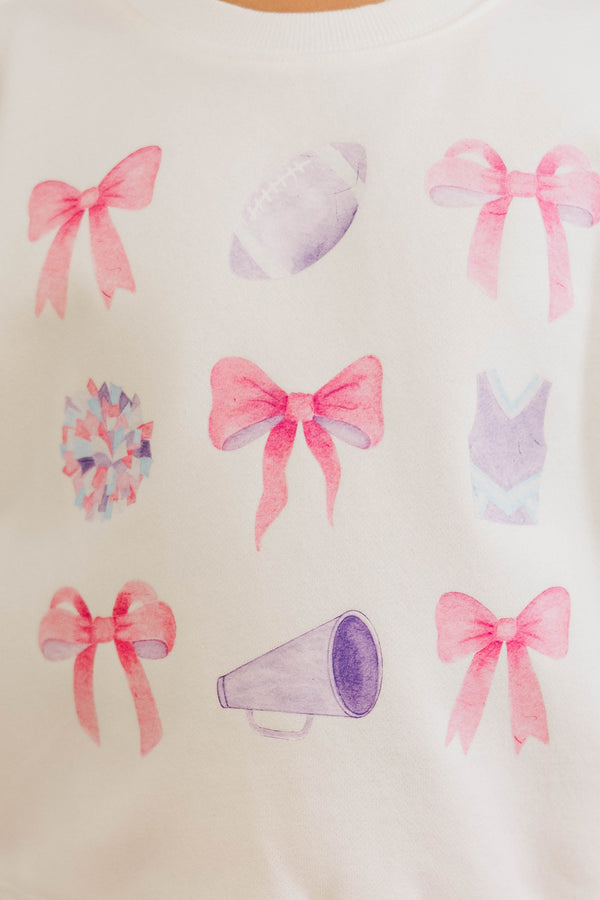 Girls: Game On White Cheerleading Graphic Sweatshirt