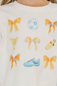 Girls: Game On White Soccer Graphic Sweatshirt