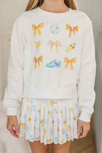 Girls: Game On White Soccer Graphic Sweatshirt