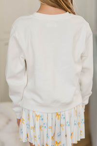 Girls: Game On White Soccer Graphic Sweatshirt