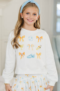 Girls: Game On White Soccer Graphic Sweatshirt