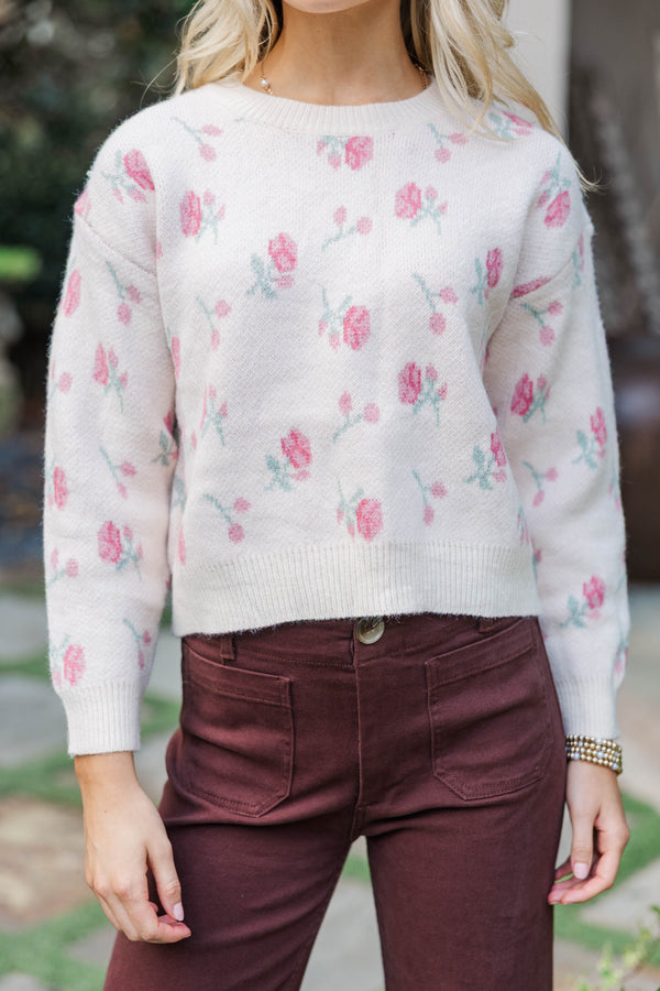 Watch The Bloom Cream Floral Sweater