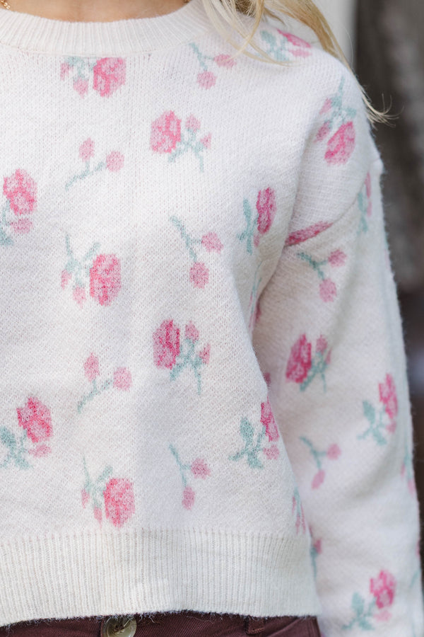 Watch The Bloom Cream Floral Sweater