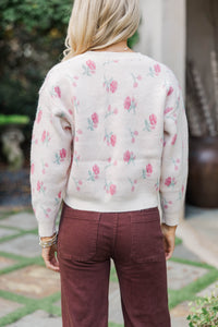Watch The Bloom Cream Floral Sweater