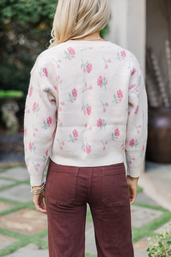 Watch The Bloom Cream Floral Sweater