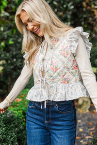 Morning Chill Cream Ditsy Floral Vest