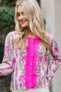 That's So You Pink Floral Cardigan