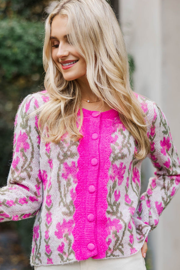That's So You Pink Floral Cardigan