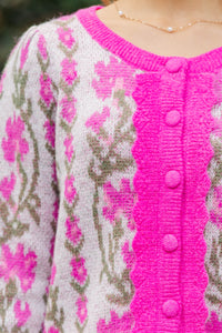 That's So You Pink Floral Cardigan