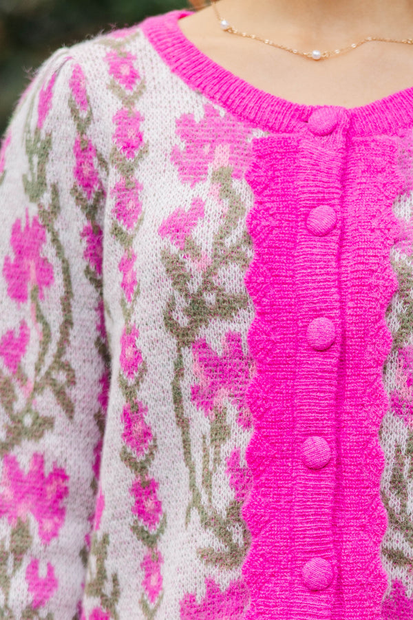 That's So You Pink Floral Cardigan