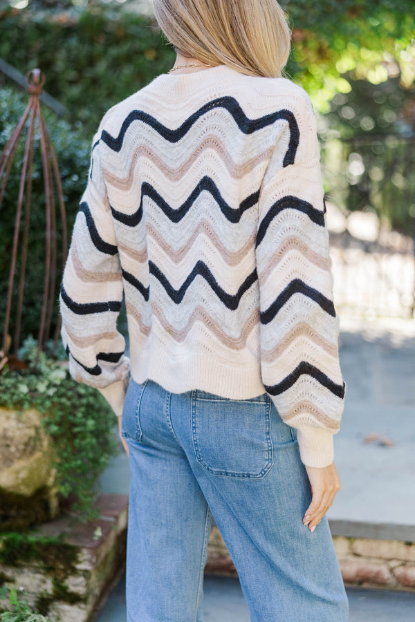 Graceful Days Oatmeal Striped Sweater