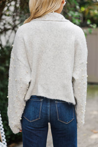 In The Details Heather Grey Embellished Cardigan