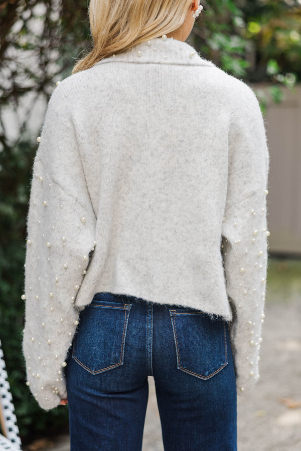 In The Details Heather Grey Embellished Cardigan