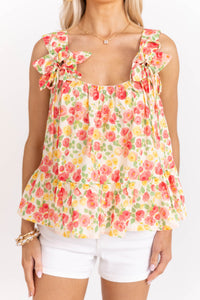 Off-Duty Pretty Cream Floral Tank