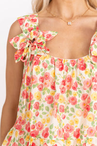 Off-Duty Pretty Cream Floral Tank