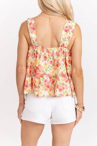 Off-Duty Pretty Cream Floral Tank