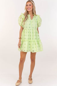 Easy Vacation Plans Green Textured Dress