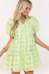 Easy Vacation Plans Green Textured Dress