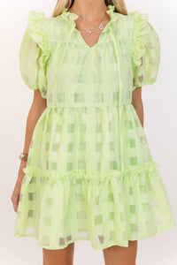 Easy Vacation Plans Green Textured Dress