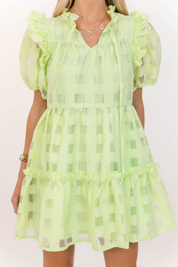 Easy Vacation Plans Green Textured Dress