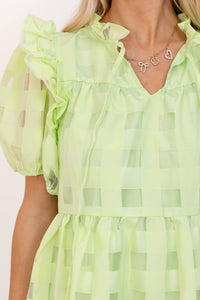 Easy Vacation Plans Green Textured Dress