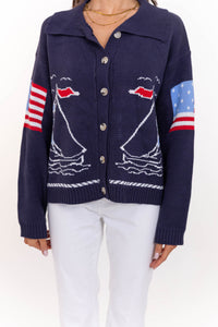 Everything To Love Navy Sailboat Cardigan