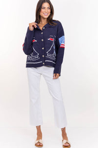 Everything To Love Navy Sailboat Cardigan