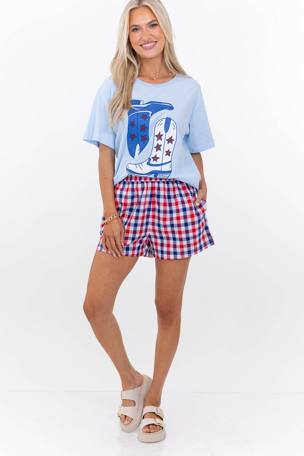 So Prideful Red and Blue Gingham Boxer Short