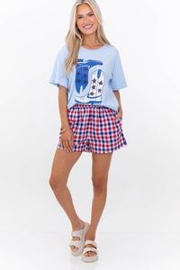 Patriotic Cowgirl Light Blue Graphic Tee