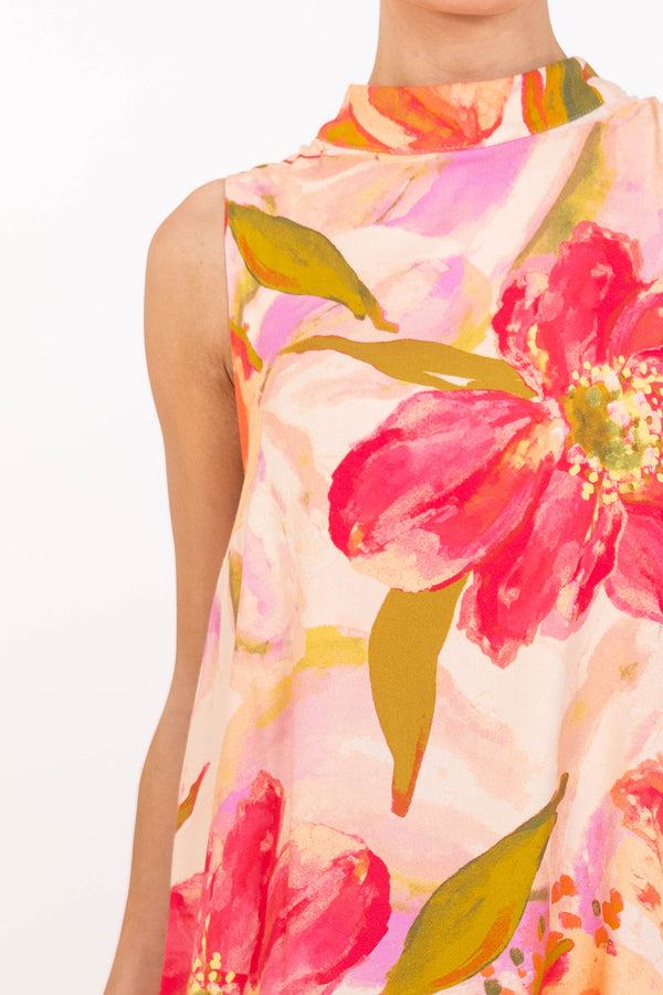 Looks Good On You Peach Large Floral Midi Dress