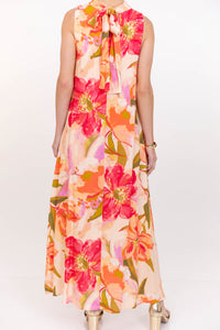 Looks Good On You Peach Large Floral Midi Dress