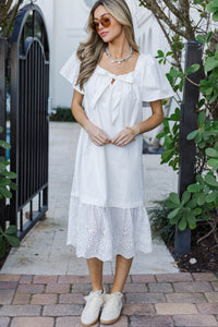 Coastal Casual White Midi Dress