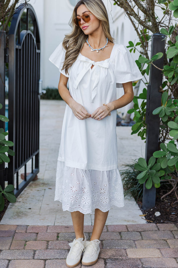Coastal Casual White Midi Dress