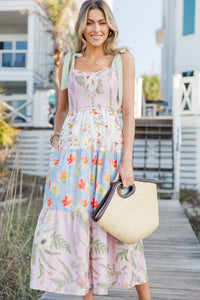 A Little Extra Charm Pink Ditsy Floral Midi Dress