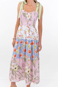 A Little Extra Charm Pink Ditsy Floral Midi Dress