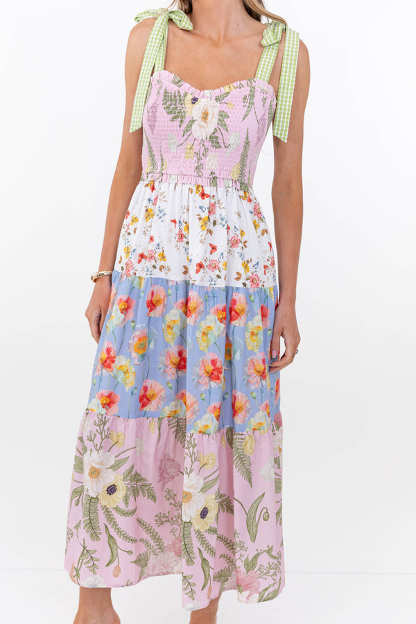 A Little Extra Charm Pink Ditsy Floral Midi Dress