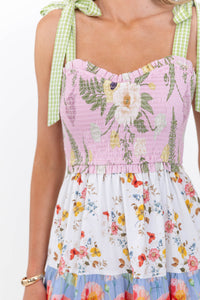 A Little Extra Charm Pink Ditsy Floral Midi Dress