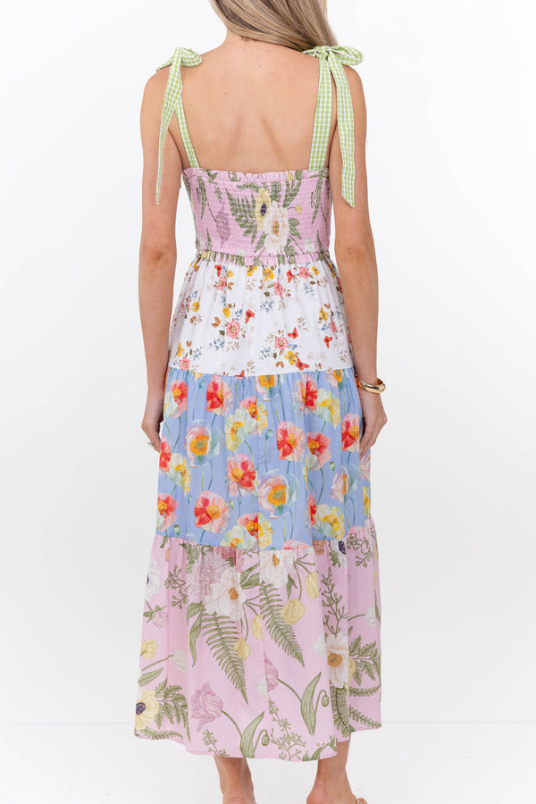 A Little Extra Charm Pink Ditsy Floral Midi Dress